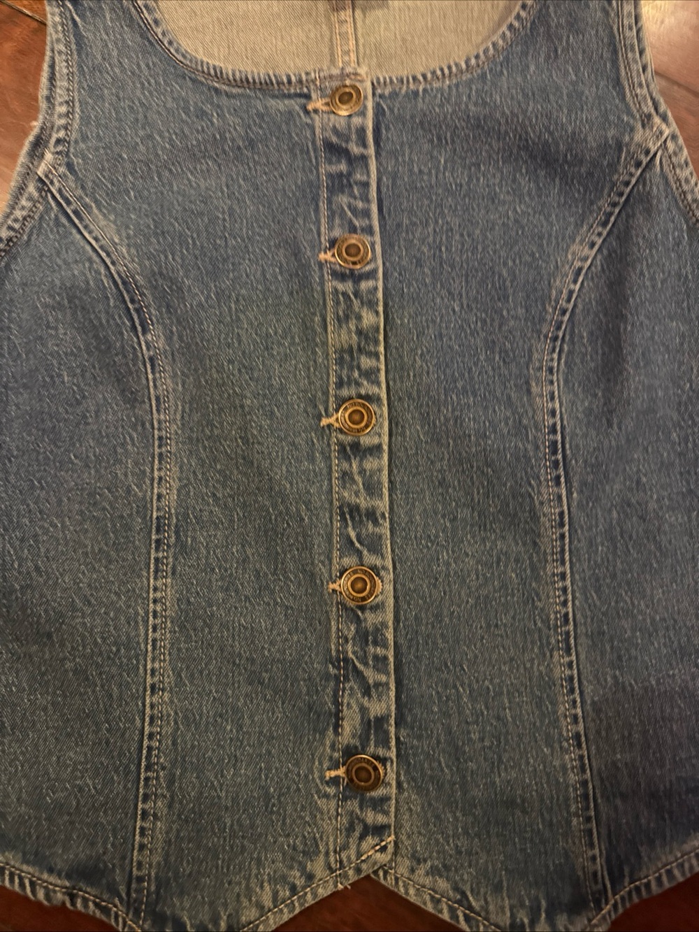 No Boundaries Women's Blue Denim Button Front Sleeveless Vest Size L 12-14 - Picture 2 of 5